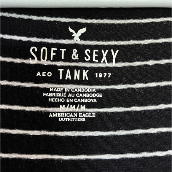 American Eagle Soft and Sexy Black and White Stripped Tank Top Size M - Picture 2 of 3